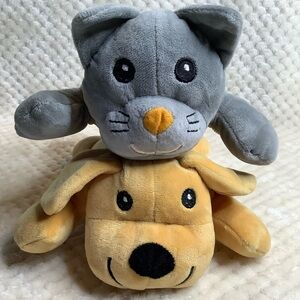 Unbranded Set of Two Plush Grey Cat and Tan Dog Stuffed Animal Toys
